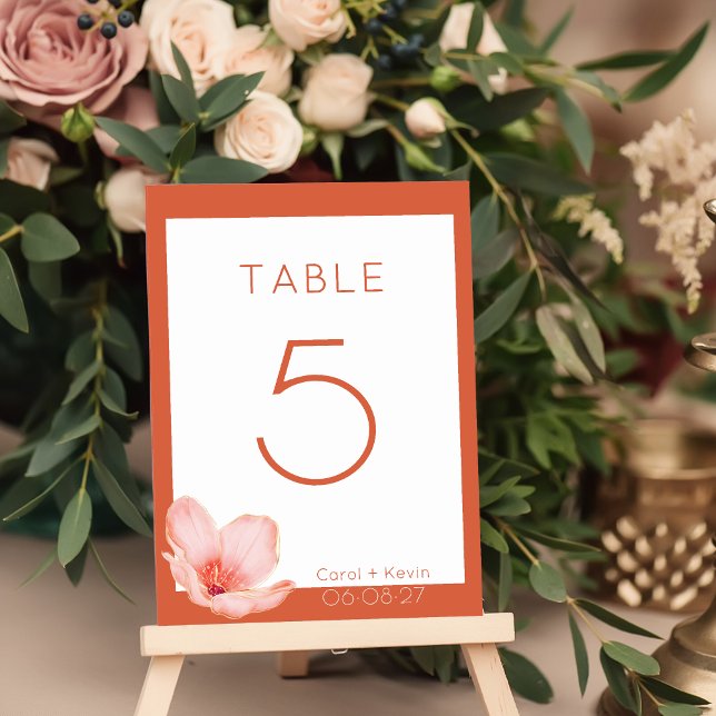 Modern bold Bright orange wedding Table Number (Creator Uploaded)