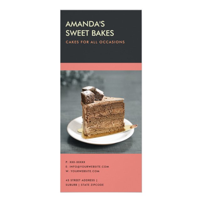 MODERN BOLD BRIGHT PINK BLACK BAKERY PRICE SERVICE RACK CARD (Back)