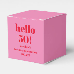 Modern Bold Bright Pink Red 50th Birthday Custom Favour Box