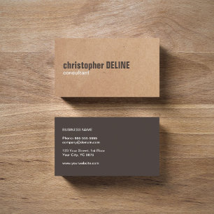 Modern Bold Brown White Printed Kraft Consultant Business Card