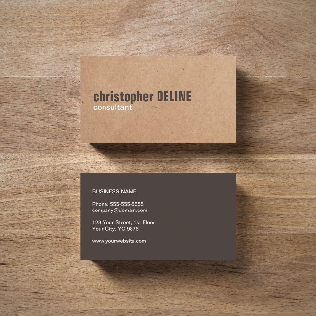 Modern Bold Brown White Printed Kraft Consultant Business Card (Creator Uploaded)