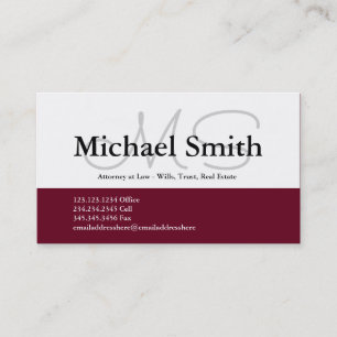 Modern Bold Burgundy Initials - Business Card