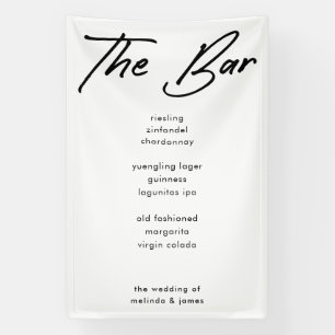 Modern Bold Calligraphy Fabric Bar Menu Wedding Banner