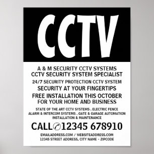Modern Bold, CCTV Security Advertising Poster
