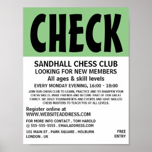 Modern Bold, Chess Club Advertising Poster
