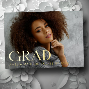 Modern Bold Classy Grad Photo Announcement Card