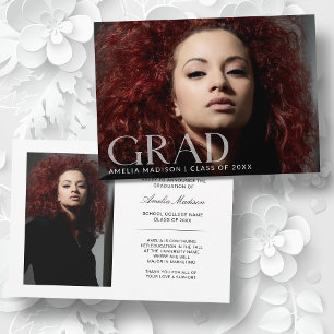 Modern Bold Classy Transparent Text Grad 2 Photo Announcement