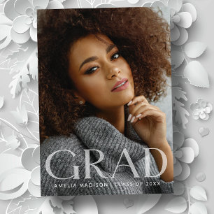 Modern Bold Classy Transparent Text Grad Photo Announcement