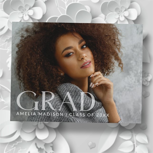 Modern Bold Classy Transparent Text Grad Photo Postcard (Creator Uploaded)