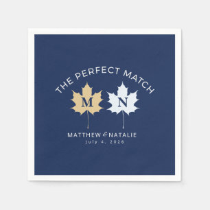 Modern Bold Cobalt Blue Gold Perfect Match Leaf Napkin