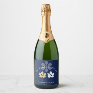 Modern Bold Cobalt Blue Gold Wedding Wine Sparkling Wine Label