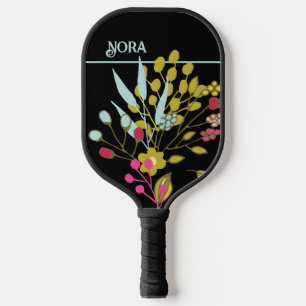 MODERN BOLD COLOR FLORAL with NAME Pickleball Paddle
