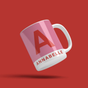 Modern bold colorblock pink personalised name coff coffee mug