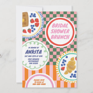 Modern Bold & Colorful Bridal Shower Brunch  Invitation
