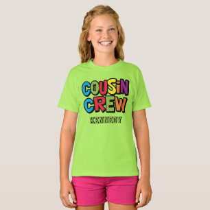Modern Bold Colorful Cousin Crew Family Reunion T-Shirt