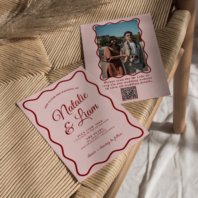 Modern Bold Colourful Retro Funky Photo Wedding Invitation (Creator Uploaded)
