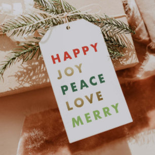 Modern Bold Colourful Type Holiday Christmas Gift Tags