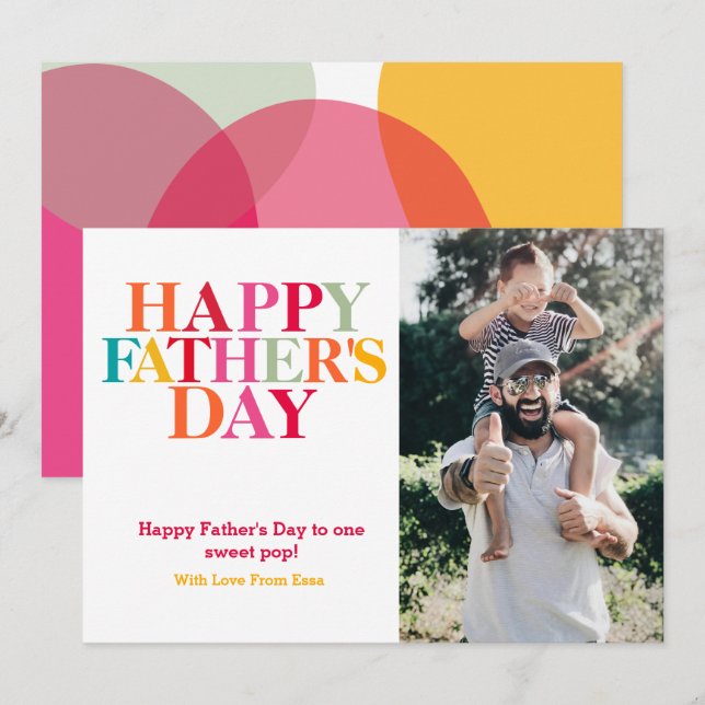 Modern Bold Colourful Typography Happy Father's Da Card (Front/Back)