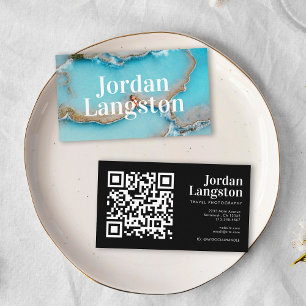 Modern Bold Cool Photography Typography QR code Business Card