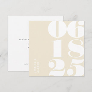 Modern Bold Cream Beige Big Date Wedding Save The Date