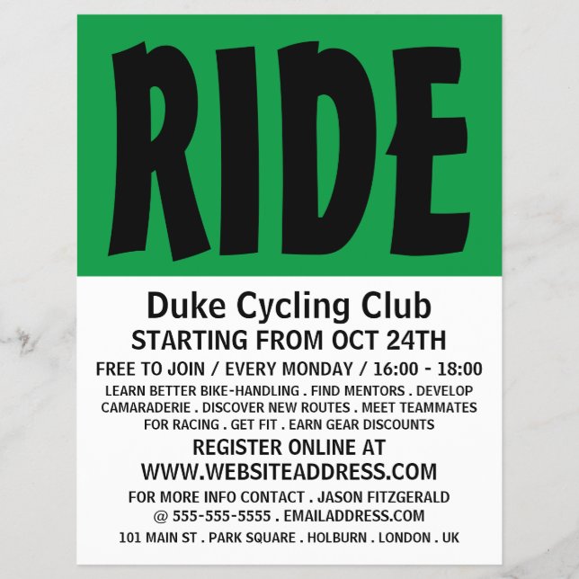 Modern Bold, Cycling Club Advertising Flyer (Front)