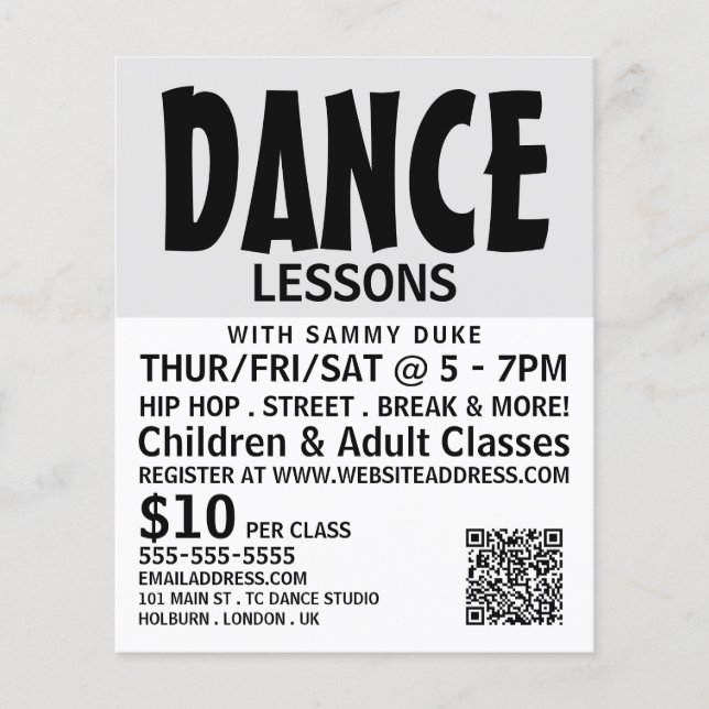 Modern Bold, Dance Lesson Advertising Flyer (Front)