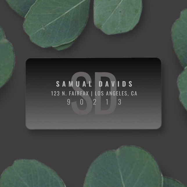 Modern Bold Dark Grey Ombre Return Address Label (Creator Uploaded)