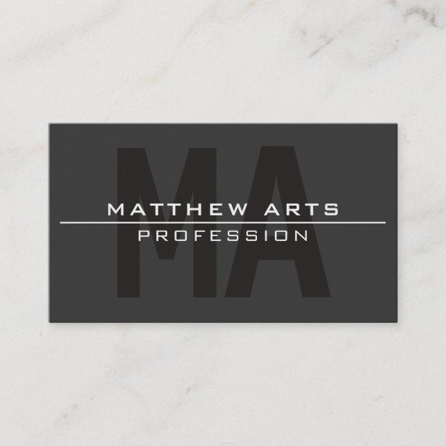 Modern Bold Dark Grey White Text Business Card (Front)