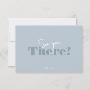 Modern bold Dusty Blue Minimalist Wedding RSVP Card