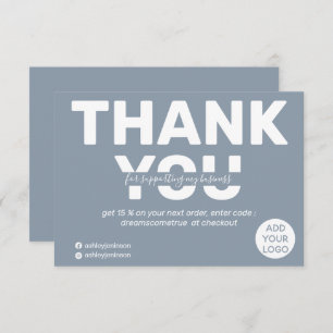 Modern bold dusty blue order thank you