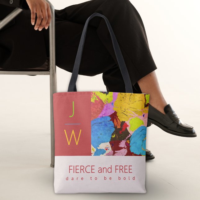 Modern Bold Elegant Abstract Art Monogram  Tote Bag (Creator Uploaded)