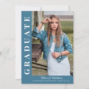 Modern Bold Elegant Three Photo Graduation  Invitation