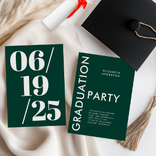 Modern Bold Emerald Green Graduation Party Invitation