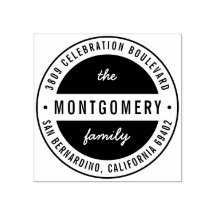 Modern Bold Family Name Round Return Address
