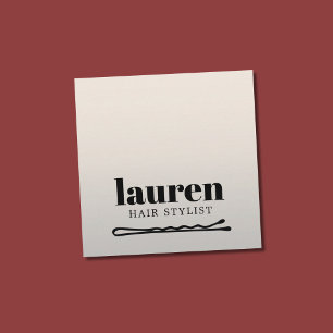 Modern Bold Faux Silver Black Bold Bobby Pin Hair Square Business Card