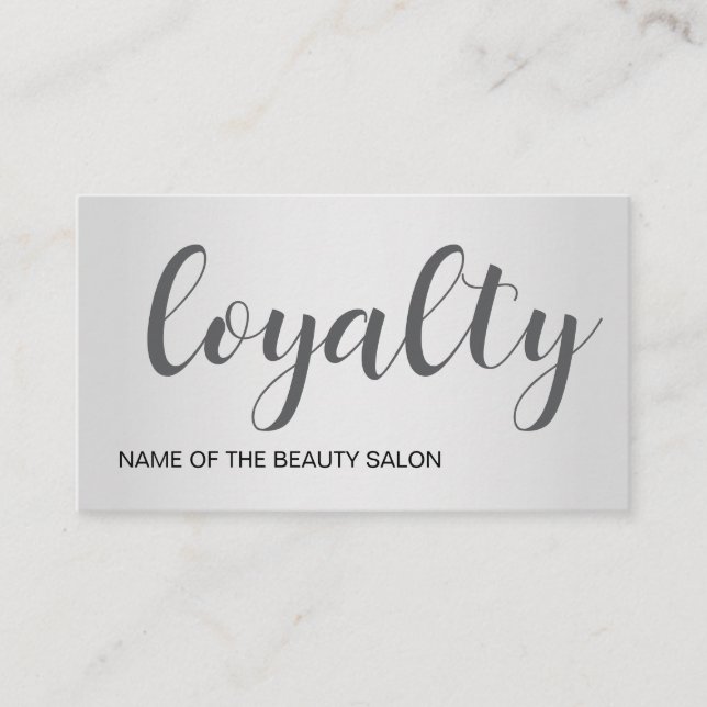 Modern Bold Faux Silver Salon Loyalty Card (Front)