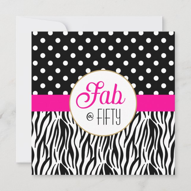 Modern Bold Fifty & Fabulous 50th Birthday Party  (Front)