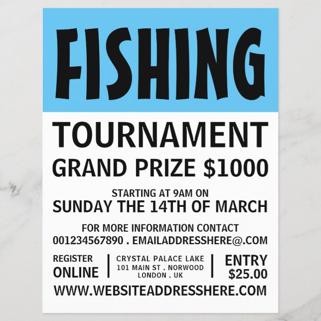 Modern Bold, Fishing Tournament Event Advertising Flyer (Front)