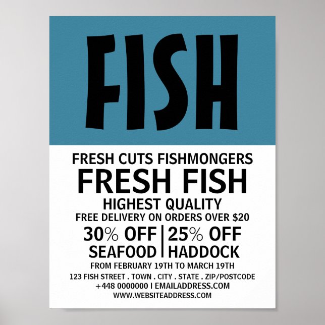 Modern Bold, Fishmonger/Wife, Fish Market Poster (Front)