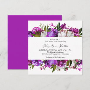 Modern Bold Floral Bright Purple Bridal Shower Invitation
