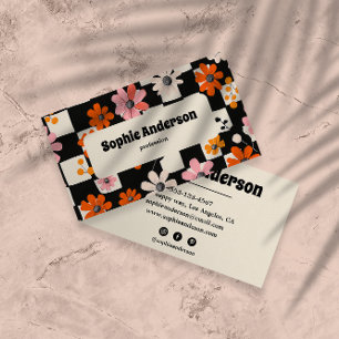 Modern Bold Floral Chequered Business Card