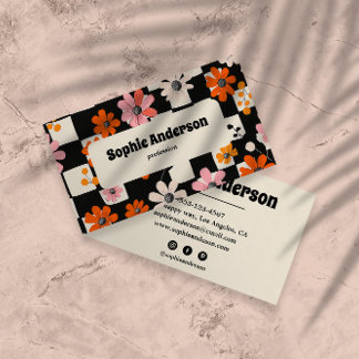 Modern Bold Floral Chequered Business Card