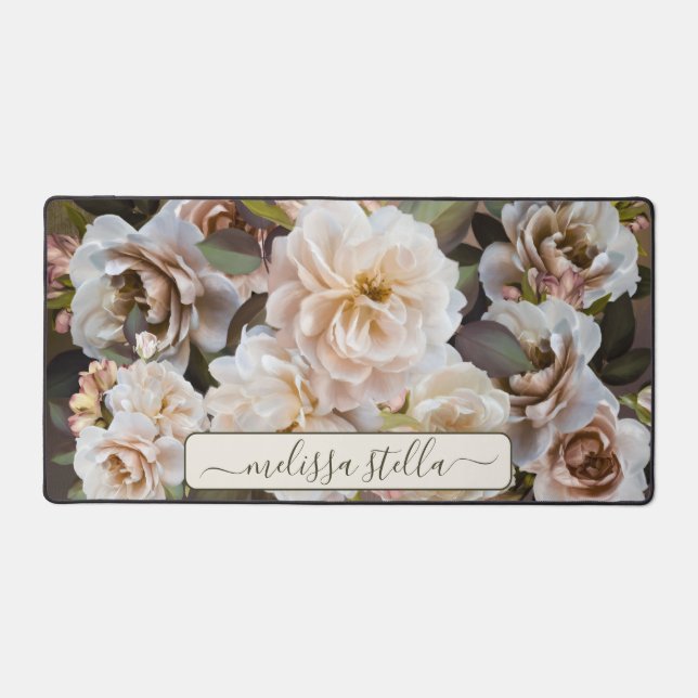 Modern Bold Floral Magnolia | Girly Gift Desk Mat (Front)