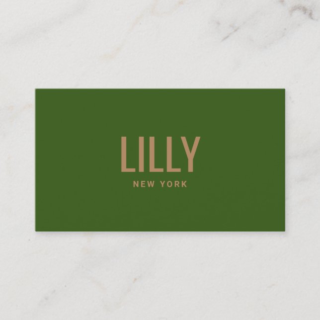Modern Bold Font Green Business Card (Front)