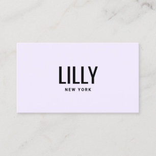 Modern Bold Font Lavender Business Card