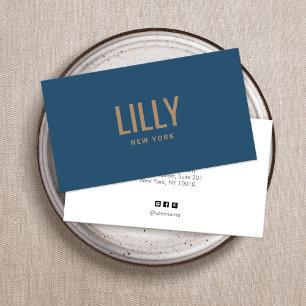 Modern Bold Font Teal Blue Business Card