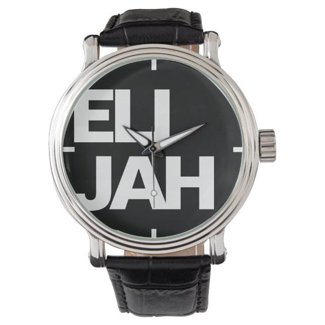Modern Bold Font Typography Simple White and Black Watch (Front)