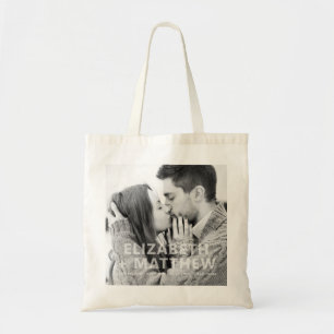 Modern Bold & Fun Typography Custom Photo Wedding Tote Bag