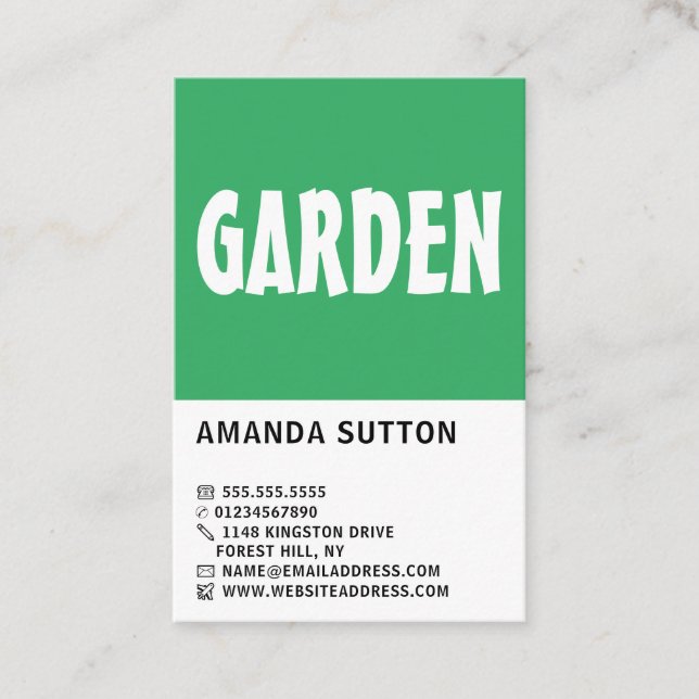 Modern Bold, Gardener, Horticulturist Business Card (Front)