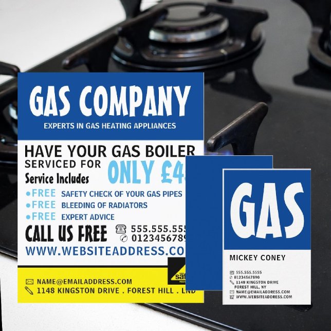 Modern Bold, Gas Engineer & Supplier Business Card (Creator Uploaded)